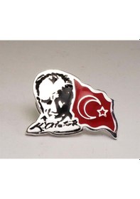 Resim Atatürk Bayrak Yaka Rozeti Krom Kaplama 10 Kasım 29 Ekim Öğretmen 