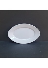 Resim 4 Adet Standart Melamin Oval Kayık Tabak Orta Salata Tabağı 30x19 Cm - Beyaz Beyaz 