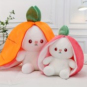 Resim Karma Polyester Tavşan Tavşani - Dönüşüm Carrot Tavşani Strawberry Peluşe, Seyahat ve Hediyeler için Ideal 