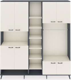 Resim Arges Dolap 18 Raflı 8 Kapaklı Tek Askılı 220x30x243 Antrasit-aytaşı/aytaşı Aytası/aytası 