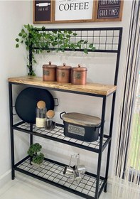 Resim Kahve Köşesi / Mutfak Rafı / Metal Raf / Çok Amaçlı Dolap 