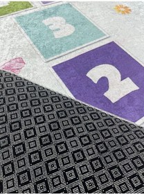 Resim Kaymaz Tabanlı Ince Yıkanabilir Çocuk Halısı Sek Sek 