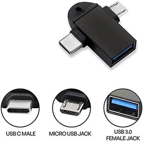 Resim Parcbeny 6549 Micro USB Type-C 3 In 1 Dönüştürücü Çevirici Adaptör Otg USB 3.0 Girişli Type-C - Micro USB Dönüştürücü Aparat 