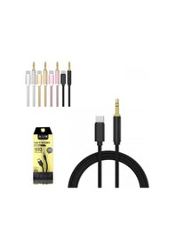 Resim Type-C To 3.5 Mm Konektör Örgülü Aux Ses Kablosu 1 Metre Pl-8858 