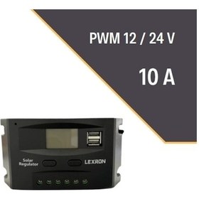 Resim Lexron 10 Amper 12/24V Solar Pwm Şarj Kontrol Cihazı 10A 12/24 Volt Regülatör 