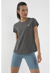 Resim Koyu Gri Basic Kısa Kol Standart Kalıp O Yaka Kadın T-shirt - 97144 Koyu Gri 