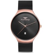 Resim Ferro Siyah Hasır Kordon Erkek Kol Saati F1989c-941-r Rose Gold 