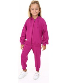 Resim Toontoy Kids Toontoy Kız Çocuk Yarasa Kol Armalı Eşofman Takım Mürdüm 