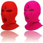 Resim Userfriendly11 2 Adet Şık Balaklava Yüz Maskesi Yumuşak Sıcak Akrilik Kırmızı Gül Kırmızı Kışlık Elde Yıkanabilir Kırmızı + Gül Kırmızısı 