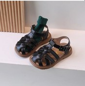 Resim Yeni Yaz Sandalet Çocuk Ayakkabı Kız Erkek Dokuma Hollow Prenses Ayakkabı Black 27in16.6cm Siyah 
