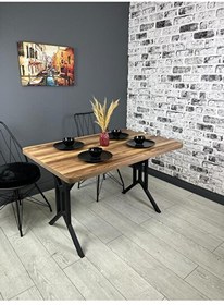 Resim Hey Modüler Mobilya Sultan Kemençe Masa Kavisli Köşe Metal Siyah Ayak 120x80 CM 