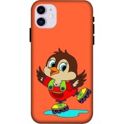 Resim Zipax Deste Apple iPhone 11 Kılıf Patenli Kuş Baskılı Desenli Silikon Kılıf A++-8259 
