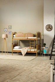 Resim ARGİMO Avangard Ahşap Başlık Metal Ranza Ve Karyola 90x200 Ceviz 