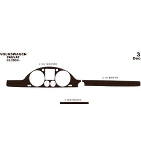 Resim Marscockpitdesign Volkswagen Passat Gösterge Paneli 2005-2010 3 Parça Konsol-Torpido Kaplama 