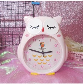 Resim Baykuş Büyük Boy Sevimli Baykuş Saat Çocuk Odası Saati Pembe 