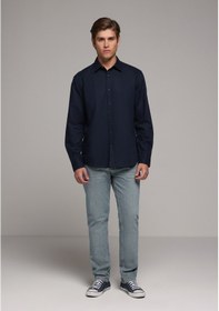 Resim Colin's Colins Regular Fit Shirt Neck Düz Erkek Lacivert Uzun Kol Gömlek Cl1080088 Q1.v2 Nav 