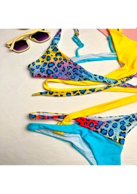 Resim Perla Sarı-Leopar Bikini Set Çok Renkli 