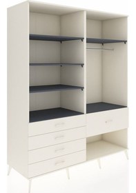 Resim Kronos Gardrop 6 Raflı 5 Çekmeceli Tek Askılı 176x59x221 Aytaşı-antrasit/aytaşı Beyaz 