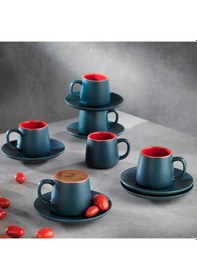 Resim Aurora 6 Kişilik Kahve Fincan Takımı Porselen Çift Renk Tarz Arayanlara 