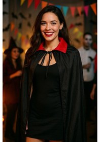 Resim Halloween Cadılar Bayramı Pelerin 150cm İnçe Şifon Kırmızı-siyah Korku Kostümü Vampir Pelerin Diğer 