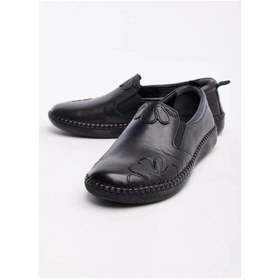 Resim Burç 04035 Kadın Deri Saraçlı Ayakkabı Siyah Çok Renkli 