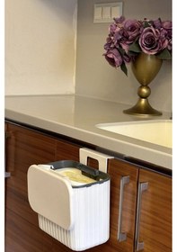 Resim Makri Home Askılı Çöp Kovası- Beyaz- Çift Yönlü Kapaklı - 8 Litre Beyaz 