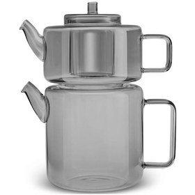 Resim Karaca Flat Borosilikat Cam Çaydanlık Smoke Grey 