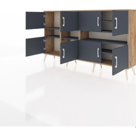Resim Arges Konsol 8 Raflı 8 Kapaklı 176x30x99 Çam-antrasit Antrasıt - Atlas Çam 