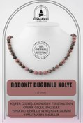Resim OSMANLI DOĞAL TAŞ Rodonit 8 Mm Düğümlü Doğal Taş Kolye 