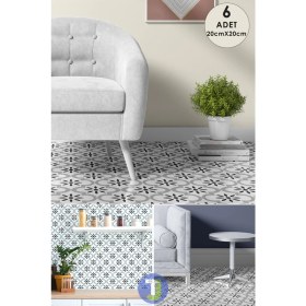 Resim Technojet Kendinden Yapışkanlı Karo Pvc Mutfak Banyo Tezgah Kaplama Sticker 6 Adet 20 cm × 20 cm 