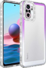 Resim Xiaomi Redmi Note 10s Ile Uyumlu Kılıf Taşlı Ve Renk Geçiş Tasarımlı Lens Korumalı Park Kapak 