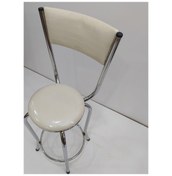 Resim Sandalye Bar Tipi Yüksek Model Krem 4 Adet Metal Çelik Nikelaj Su 