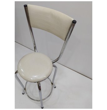 Sandalye Bar Tipi Yüksek Model Krem 4 Adet Metal Çelik Nikelaj Su