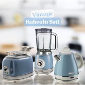 Resim ARİETE Vintage 3'lü Kahvaltı Seti (SU ISITICI KETTLE SMOOTHİE CAM BLENDER EKMEK KIZARTMA MAKİNESİ) 