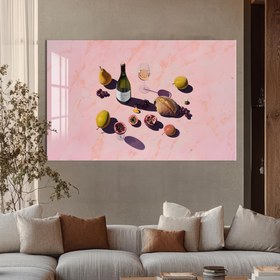 Resim Sofistike Şarap Sofrası Cam Tablo - Siyah / 24x16 cm 