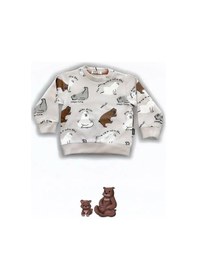Resim Zekids Erkek Bebek Ayıcık Baskılı Sweatshirt-14647 Taş 