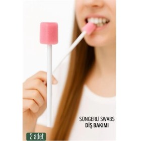 Resim Renkli Süngerli Ağız ve Diş Bakım Çubuğu, 2 Adet, Hijyenik ve Pratik Kullanım 