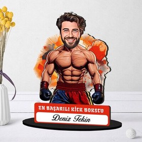 Resim Kişiye Özel Erkek Kick Bokscuya Hediye Karikatürlü Biblo 