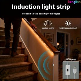 Resim Hareket Sensörlü USB ile Çalışan Akıllı LED Şerit - Otomatik Açma/Kapama, Kısılabilir Beyaz & Sıcak Işık, Mutfak, Yatak Odası, Oturma Odası için Duvara Monte Akıllı Aydınlatma 