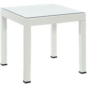 Resim Rattan 80x80 Camlı Beyaz Masa - Bahçe & Balkon & Teras Beyaz 