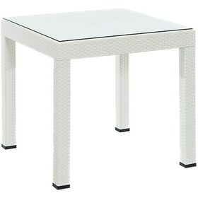 Resim Rattan 80x80 Camlı Beyaz Masa - Bahçe & Balkon & Teras Beyaz 