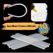 Resim zimak İnce Mum Silikon 7.4 mm Çubuk Sıcak Silikon Hobi Süs Hediyelik Eşya Maket Yapıştırma 10 Adet 