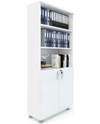 Resim Modüler Dünyası Kapaklı Kitaplık Dosya Dolabı Beyaz - 80X38X188 Beyaz 