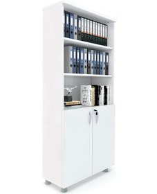 Resim Modüler Dünyası Kapaklı Kitaplık Dosya Dolabı Beyaz - 80X38X188 Beyaz 