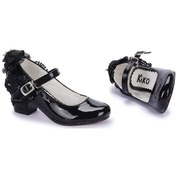 Resim Kiko 754 Rugan Günlük Kız Çocuk 4 CM Topuk Babet Ayakkabı Siyah 