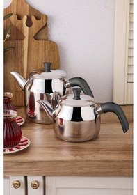 Resim Perotti Tahtakale Soft İndüksiyon Tabanlı Midi Çelik Çaydanlık Takımı 1.00lt - 1.80lt Grı Gri 