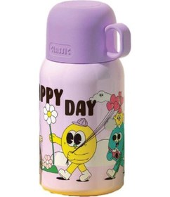 Resim Shotay St-8817 480ml Askılı Silikon Kılıflı Pipetli Desenli Mor Çelik Matara Diğer 