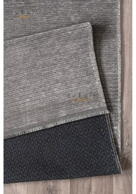 Resim Saraz Halı Dizayn Şönil Dokuma Kayma Yapmaz Makinede Yıkanabilir Leke Tutmaz Kesme Bohem Kilim Gri Gri 