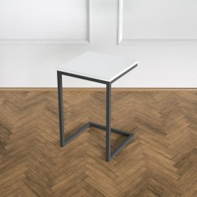 Resim Evka Potrica C Sehpa - Metal Siyah Ayak Beyaz Lake 