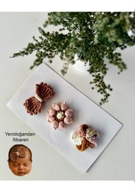 Resim Saç Tokası Özel Donut Tasarımı Handmade 2'li Çıt Çıt Toka Seti Gri 